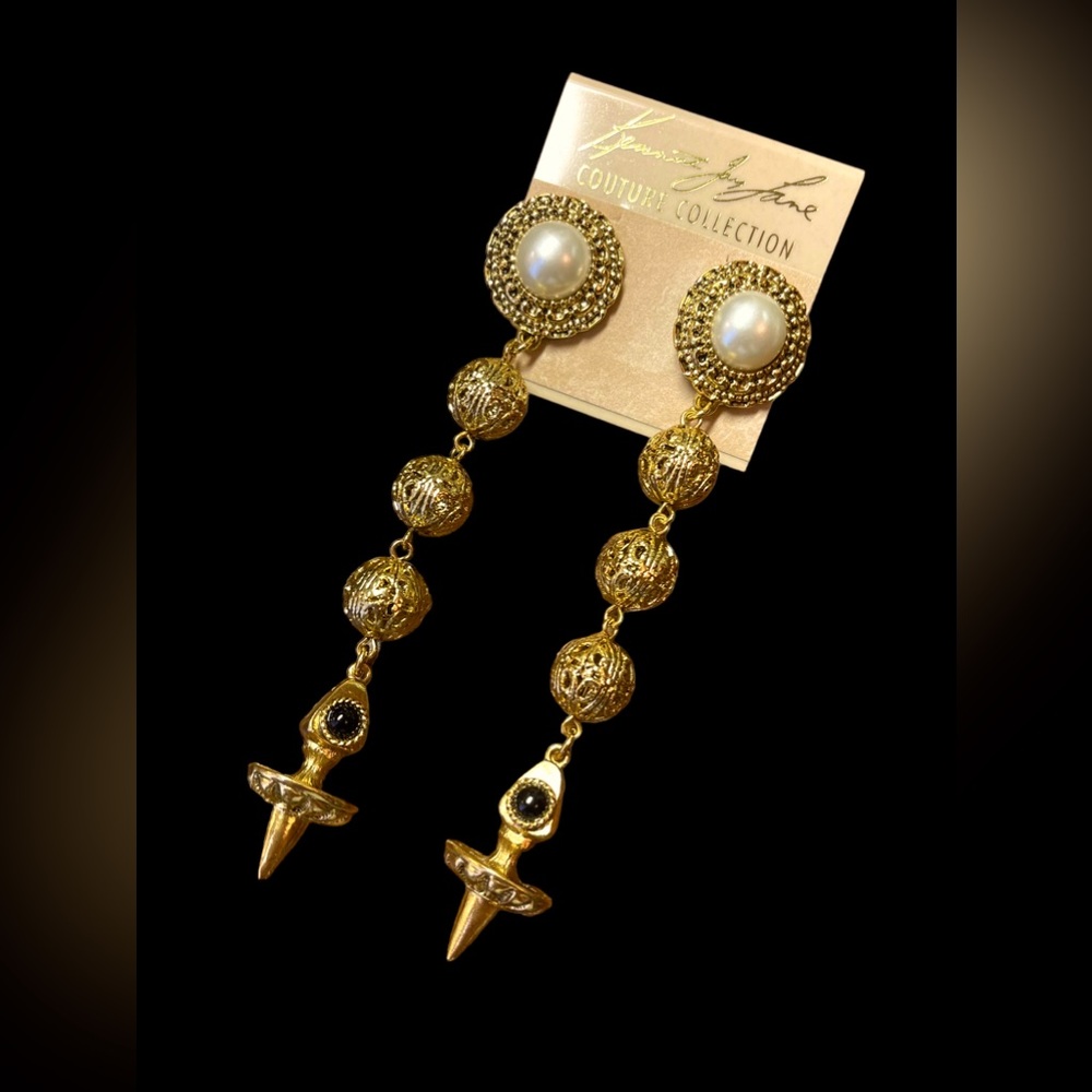 Kenneth Jay Lane Couture Gold Tone Post back earrings